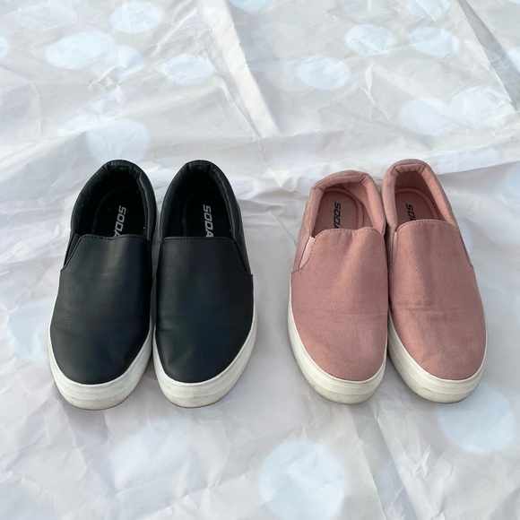 Soda loafers slip on flats black pink size 8 bundle lot - Picture 1 of 9